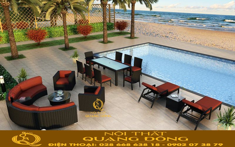 Sofa mây nhựa do Nội Thất Quang Đông sản xuất
