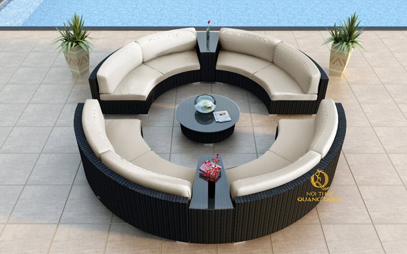 Sofa mây nhựa làm từ những chất liệu bền bỉ