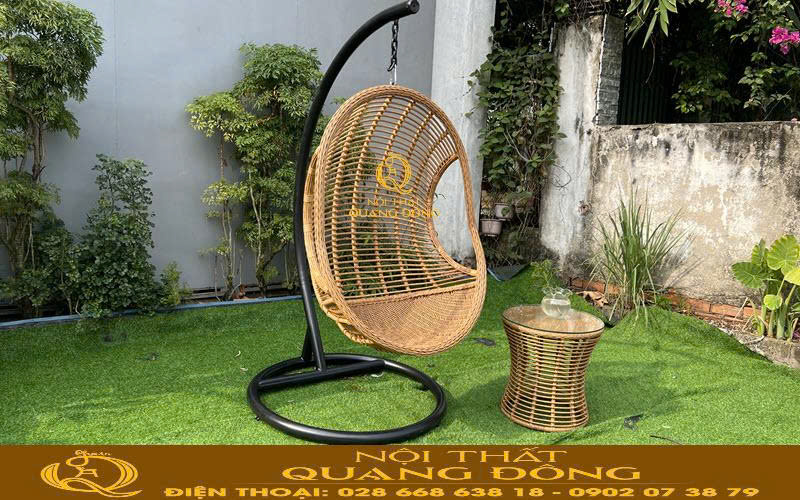 Xích đu đơn mây nhựa QD-430 tạo hình đẹp và chắc chắn