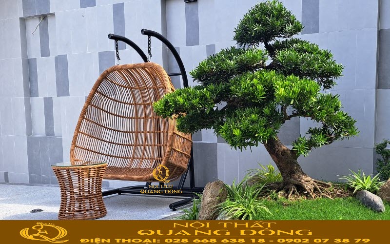 Xích đu mây nhựa thiết kế phù hợp cho mọi công trình